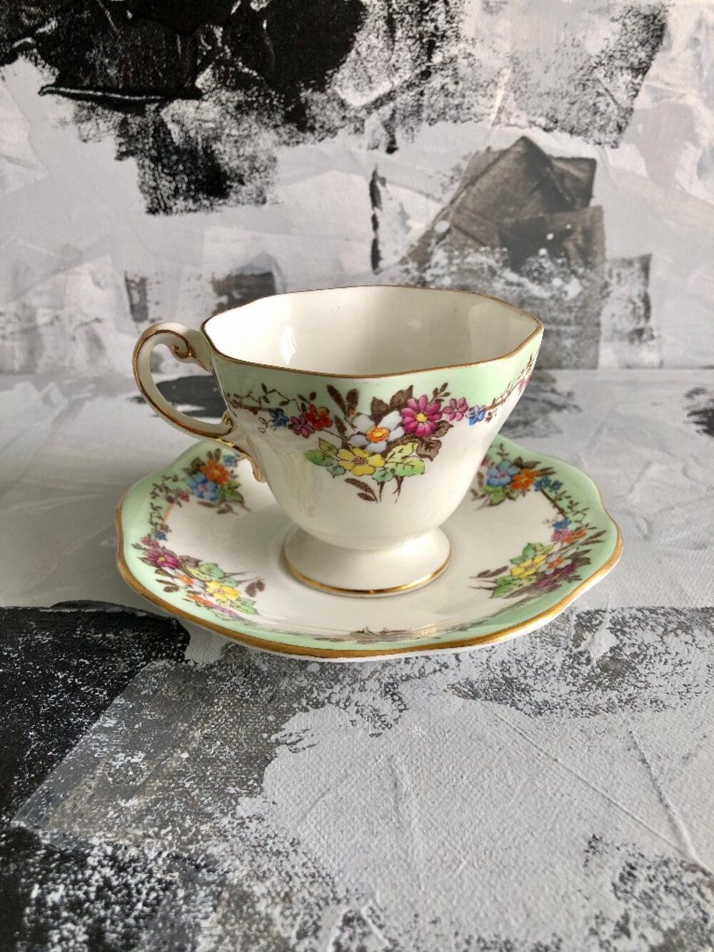 Foley China Vintage Floral Teacup and Saucer
